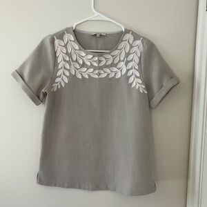 Madewell Embroidered Laurel Boxy Blouse Size XS